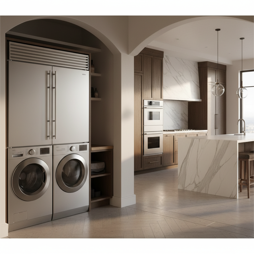 Premium appliance environment with stainless steel appliances